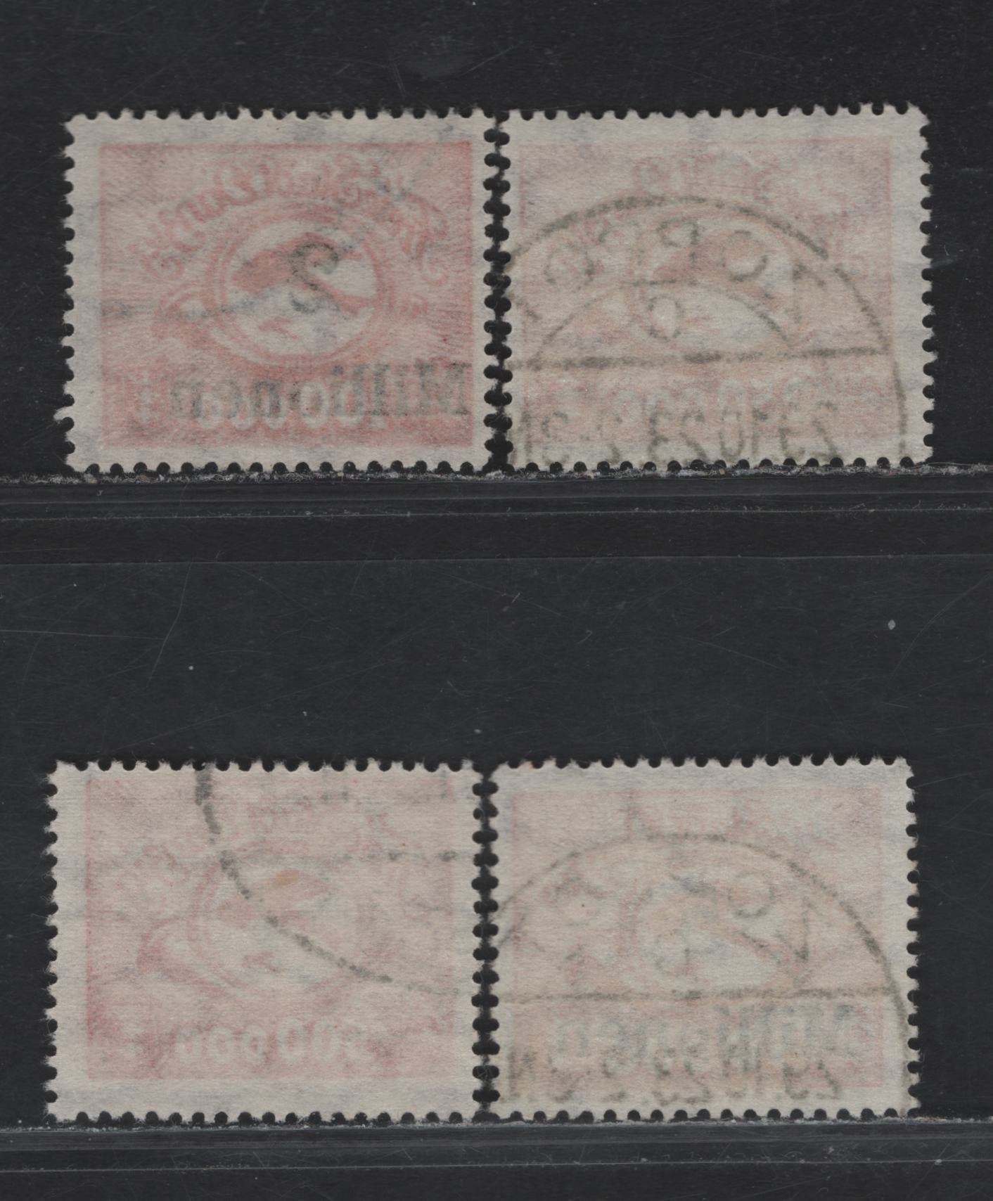Lot 297 Danzig SC#C22-C25 (Michel# 177-180) 250,000m - 5m1m Scarlet , 1923 Airmail Issue, 3 Fine Used Singles, CTO On All But The 500,000m, Which Appears To Have An Oval Luftpost Cancel