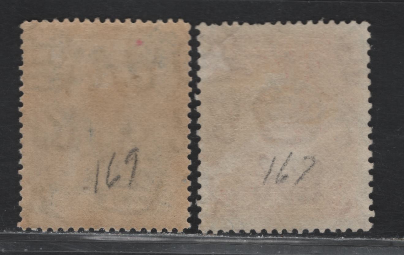 Lot 3 Barbados (C) SG#231c, 232 1d - 2d Scarlet - Gray , 1925-1935 KGV Postage & Revenue Badge of the Colony Designs, 2 VFOG Singles, Perfs 13.5x12.5 & 14