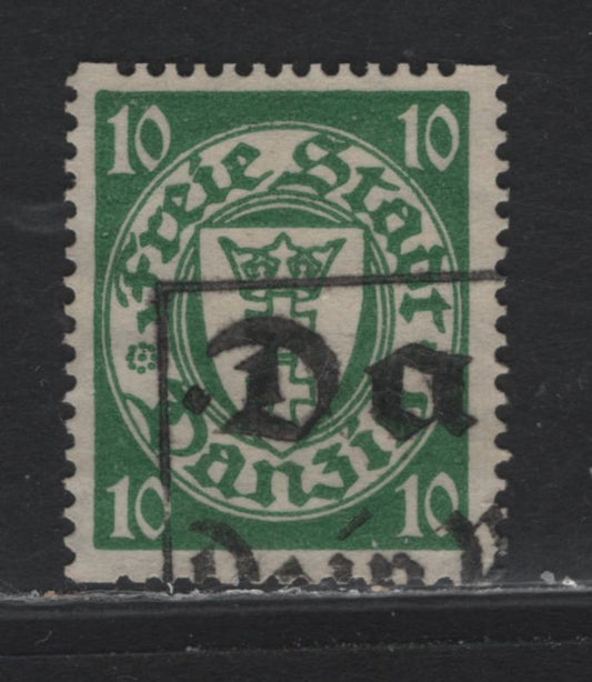 Lot 312 Danzig SC#173e (Michel #194Dy) 10pf Dark Green Arms, 1924-1937 Arms Definitive Issue, A Fine Used Single Yellowish Paper, Syncopated Perf.