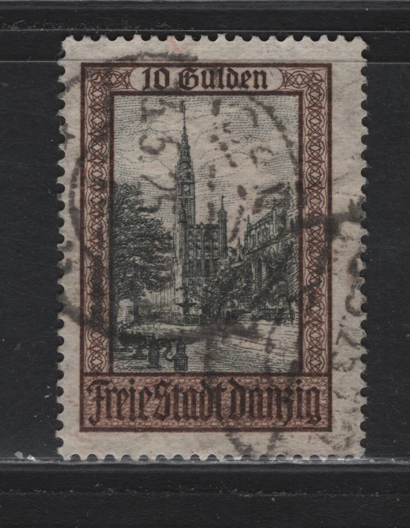 Lot 323 Danzig SC#199 (Michel #211) 10g Dark Brown & Black Council Chamber on Langenmarkt, 1924-1932 Landmark High Value Definitives, A VG Used Single Tiny Corner Crease at LR
