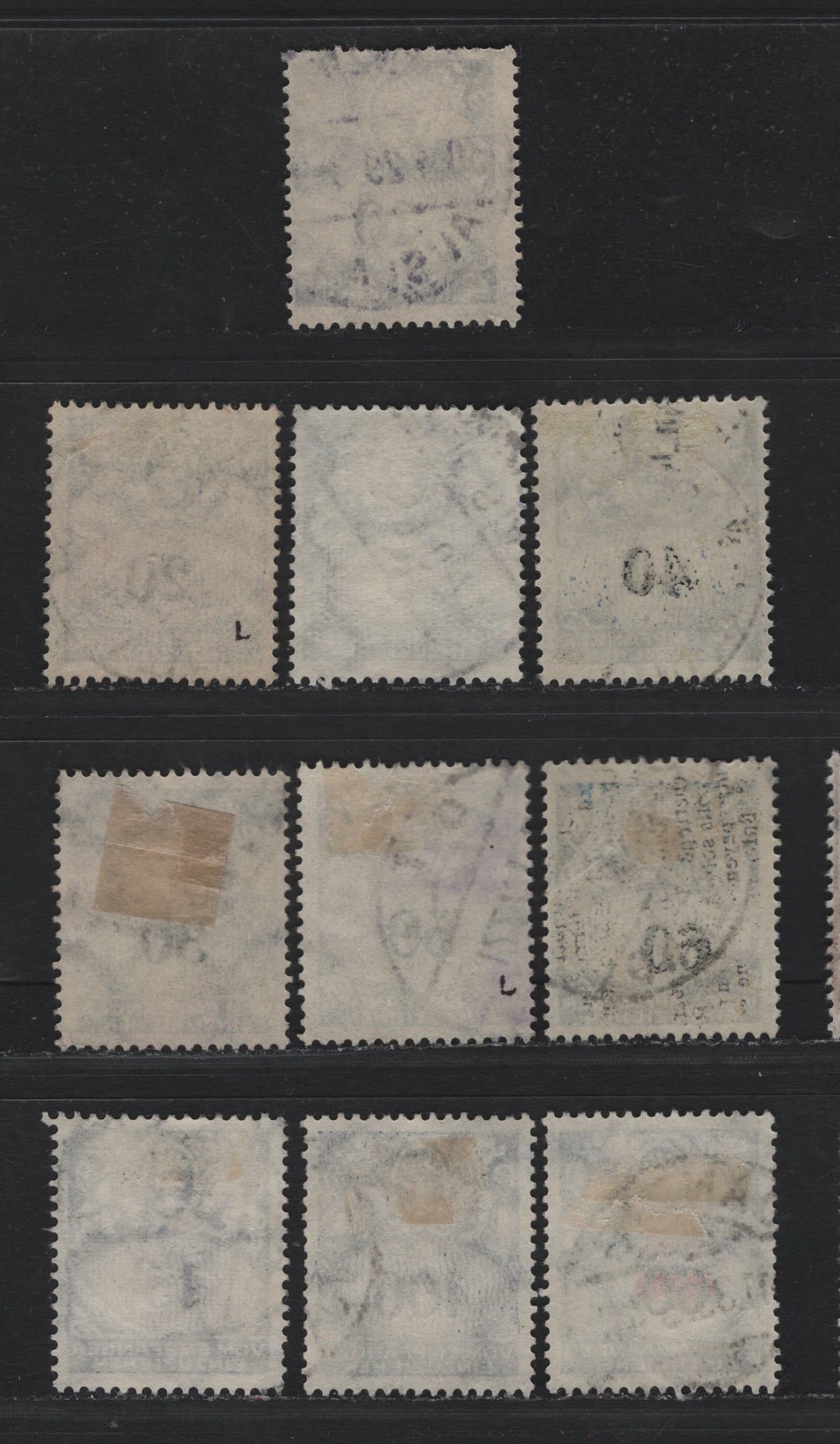 Lot 354 Danzig SC#J30-J38, J41 (Michel #30-38, 41, 43-47) 5pf - 100pf Blue & Black Arms, 1923-1928 Postage Due Issue, 10 Fine & VF Used Singles