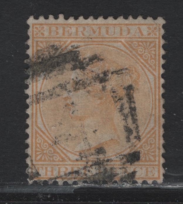 Lot 5 Bermuda (C) SG#5 3d Yellow on Buff , 1865-1903 Queen Victoria Keyplate Issue, A Fine Used Single, Crown CC Wmk