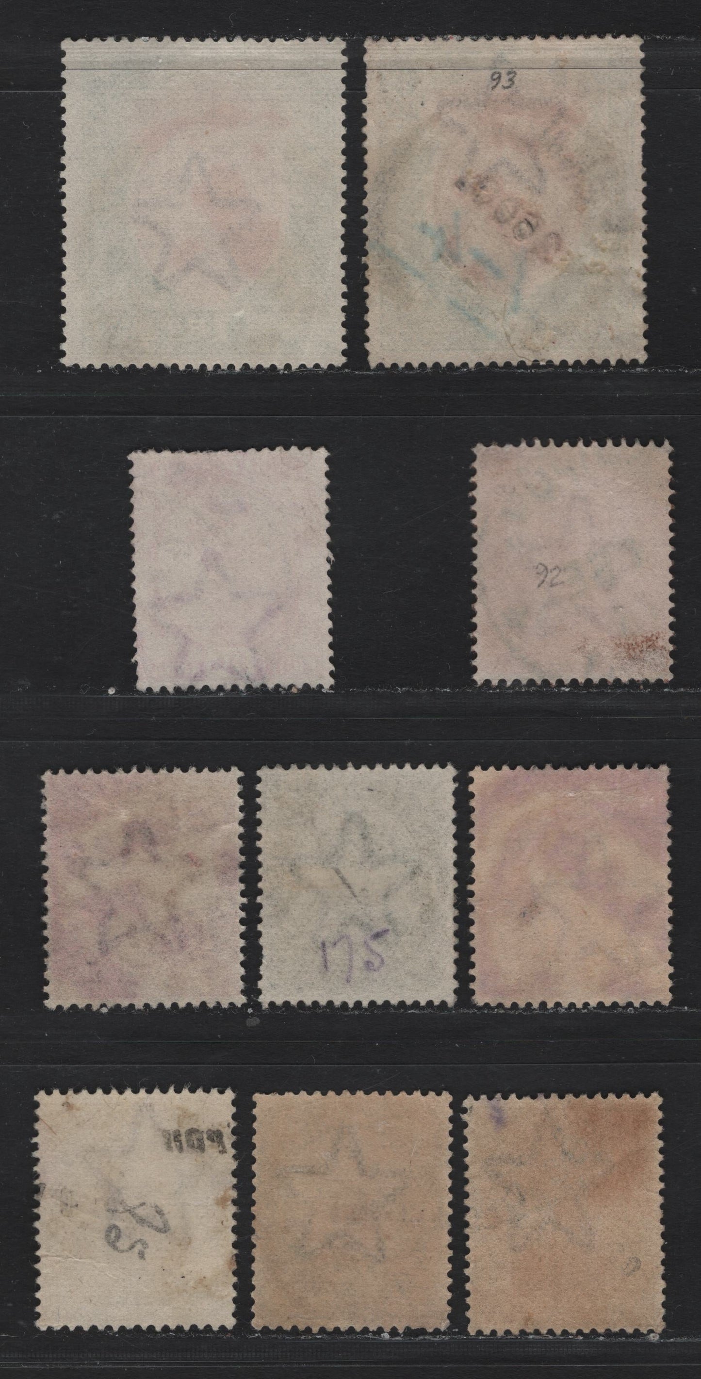 Lot 63 India (C) SG#174-175, 178-181, 184-186 4a - 1r Deep Olive - Brown & Blue Green , 1912-1926 King George V Keyplate Issue, 10 Fine/Very Fine Used Singles, Includes The 8a Bright Mauve