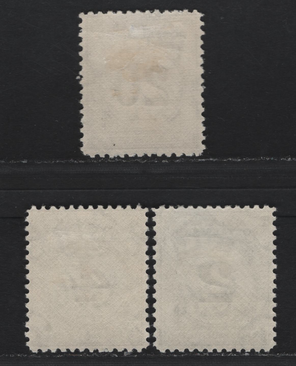 Lot 99 Malayan Postal Union (C) SG#D15a, D17a, D21a 2c - 20c Deep Slate Blue - Blue , 1951-1963 Postage Dues, 3 VFOG Singles, 1960 Printings, Script CA Wmk