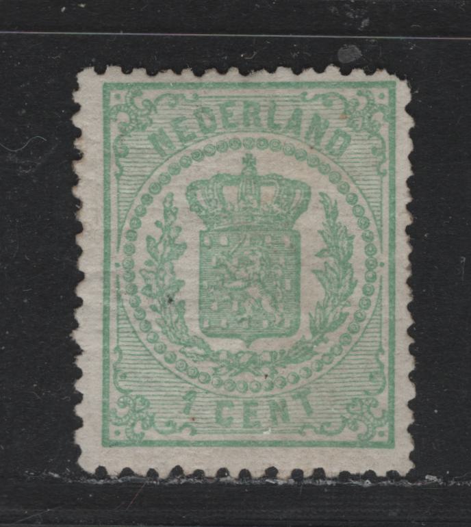 Lot 1 Netherlands SC#19 1c Green Coat of Arms, 1869-1874 Coat of Arms Issue, A FOG Single