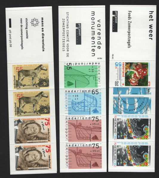 Lot 140 Netherlands SC#B640a, B646a,B652a 55c+30c Multicolored , 1988-1990 Natural Arts Magistra - Cultural Welfare Organizations Issues, 3 VFNH Complete Booklets