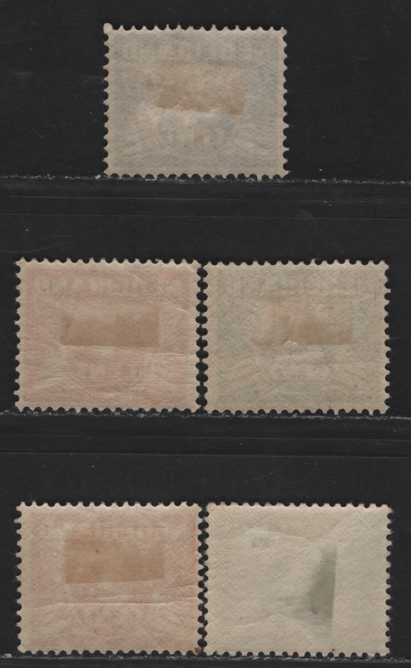 Lot 26 Netherlands SC#142-146 1c - 4c Deep Red- Deep Ultramarine , 1924-1926 Gull & Photogravure Wilhelmina Issues, 5 F/VFOG Singles, Unwatermarked, Early Printings With Crackly Gum
