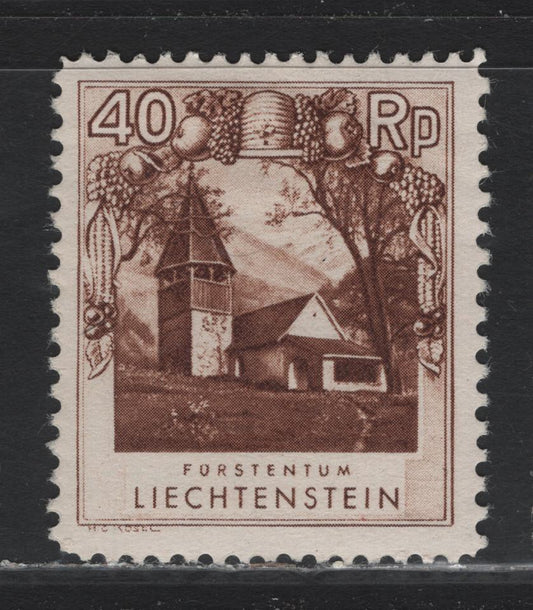 Lot 286 Liechtenstein SC#101 40rp Light Brown , 1930 Pictorial Issue, A VFOG Single, Perf 11.5x10.5