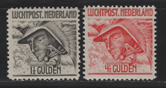 Lot 34 Netherlands SC#C6-C7 1.5g - 4.5g Gray - Carmine , 1929 Mercury Airmail Issue, 2 VFOG Singles