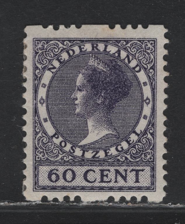 Lot 40 Netherlands SC#160a 60c Dark Violet , 1924-1926 Gull & Photogravure Wilhelmina Issues, A VFOG Single, Syncopated Perf Type A