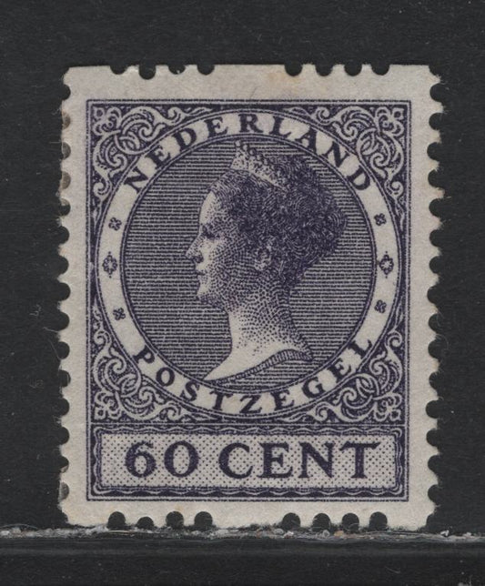 Lot 40 Netherlands SC#160a 60c Dark Violet , 1924-1926 Gull & Photogravure Wilhelmina Issues, A VFOG Single, Syncopated Perf Type A