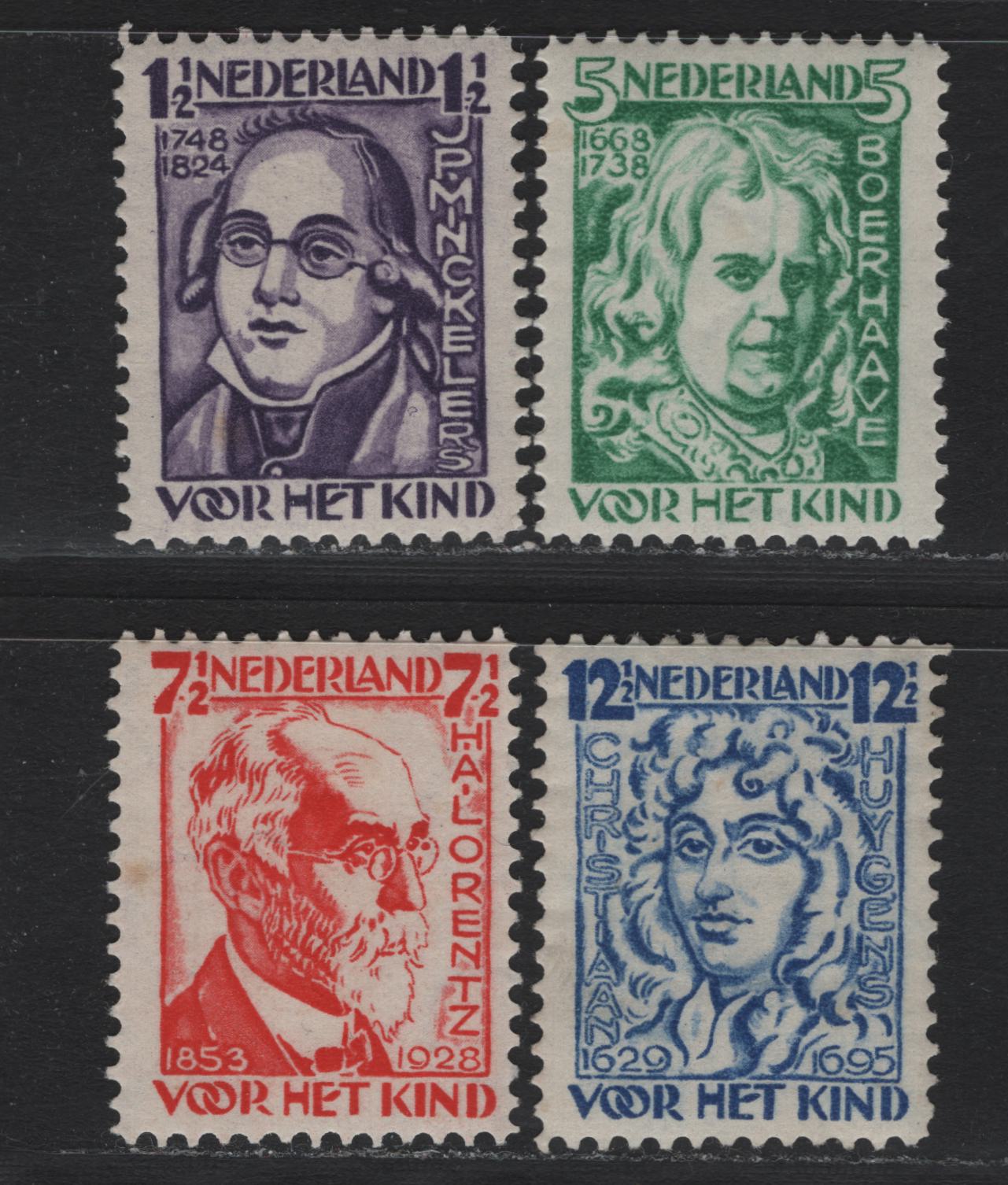 Lot 54 Netherlands SC#B33-B36 1.5c+1.5c - 12.5c+3.5c Violet - Ultramarine & Brown , 1928 Child Welfare Societies Semi Postals, 4 F/VFOG Singles, Small Tone Spot On 7.5c