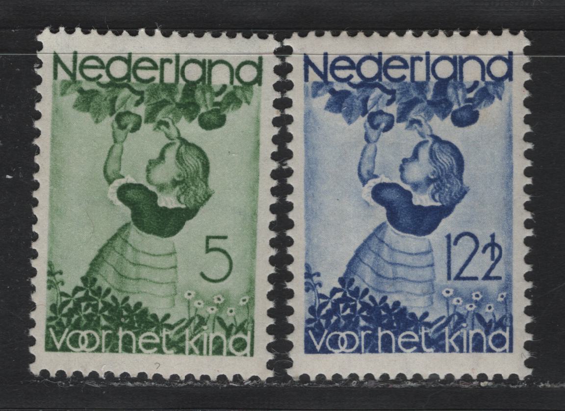Lot 73 Netherlands SC#B83, B85 5c+3c - 12.5c+3.5c Dark Yellow Green - Ultramarine , 1935 Child Welfare Semi Postals, 2 VFOG Singles, Two Small Gum Wrinkles On 12.5c