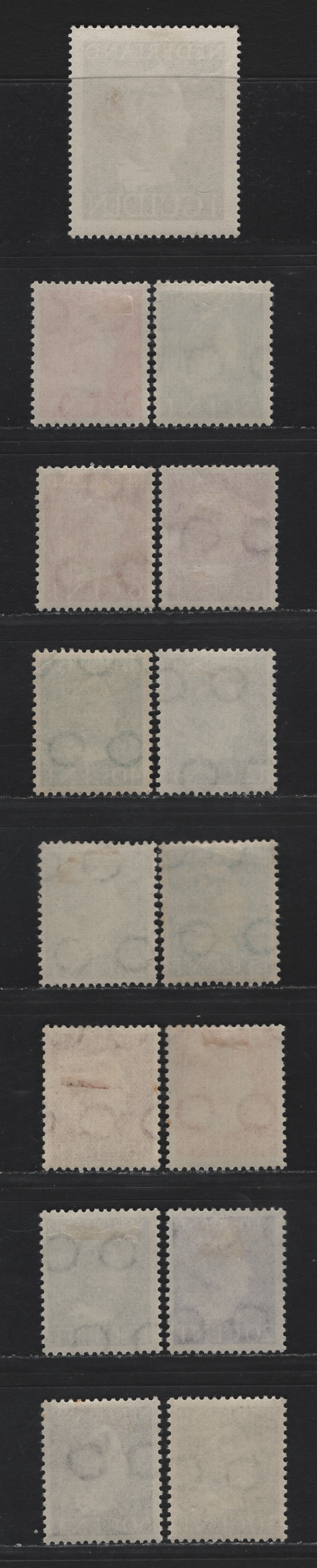 Lot 80 Netherlands SC#B216-B225B, B278 5c - 1g Dark Green - Dark Blue , 1940-1947 Queen Wilhelmina Issue, 15 F/VFOG Singles