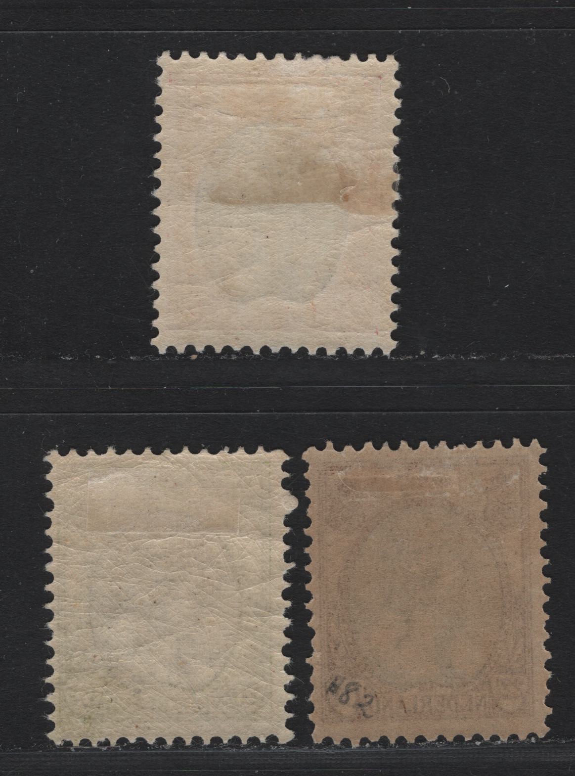 Lot 8 Netherlands SC#75-77 20c - 25c Olive Green & Gray - Rose Pink & Blue Numeral, 1898-1924 Numerals - Queen Wilhelmina Issue, 3 F/VFOG Singles, Perf 12.5x12