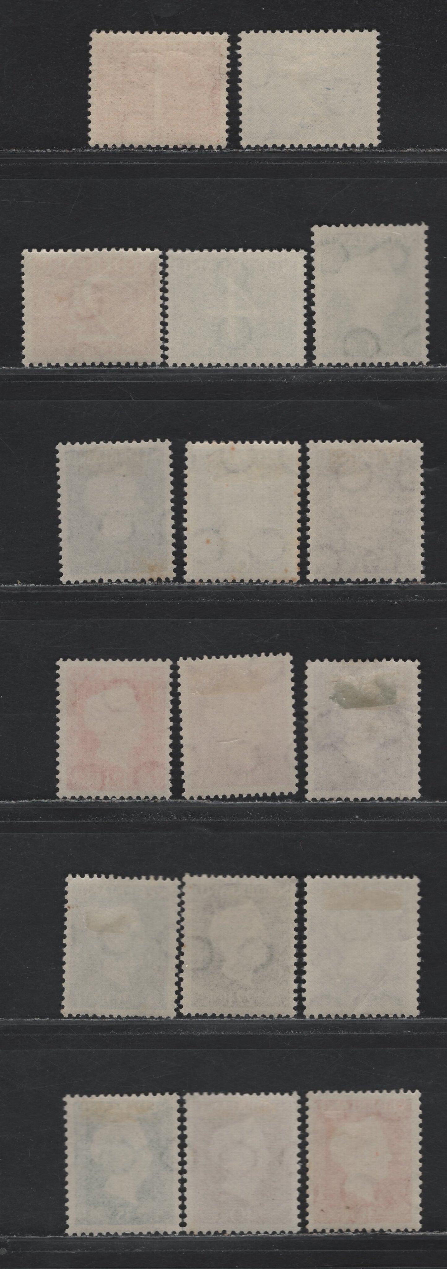 Lot 93 Netherlands SC#282-297, 301 1c - 40c Dark Red- Henna Brown , 1946-1948 Numeral & Queen Wilhelmina Sideface Issue, 17 F/VFOG Singles, 4c On High Fluorescent Paper, Others Are Dull