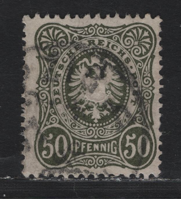 Lot 100 Germany SC#42c (44II) 50pf Dark Gray Green , 1880-1883 Numeral & Embossed Eagle Issue (No Final E In Pfennig), A Fine Used Single