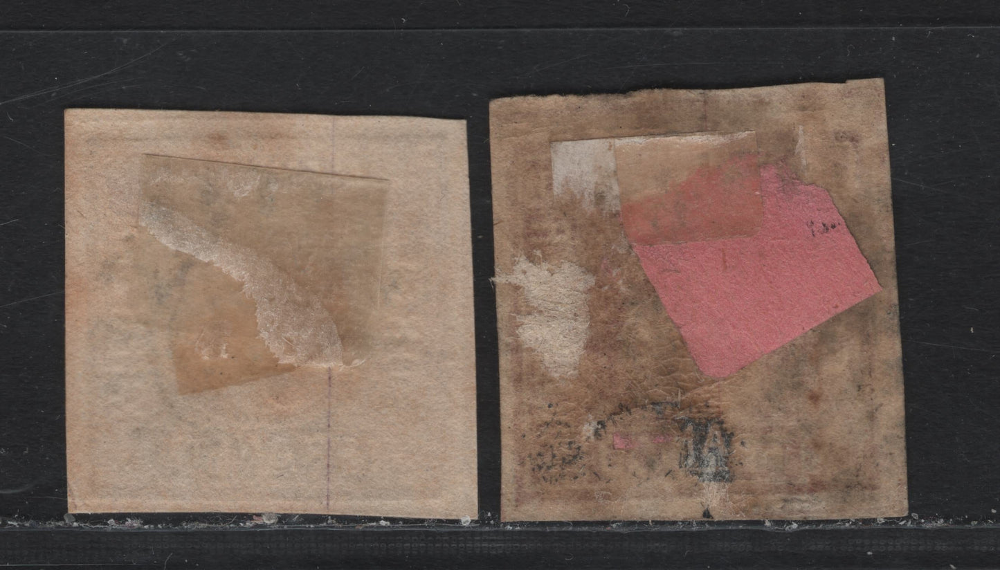 Lot 11 Bavaria SC#10 (Michel# 9a) 3kr Rose , 1862 Numeral Issue, 2 Very Fine Used Singles, Open & Closed Millwheel Cancels, #570 Closed (Zanyberg) & #479 Open (Kimratshafen), These Are Both Less Common Numbers.