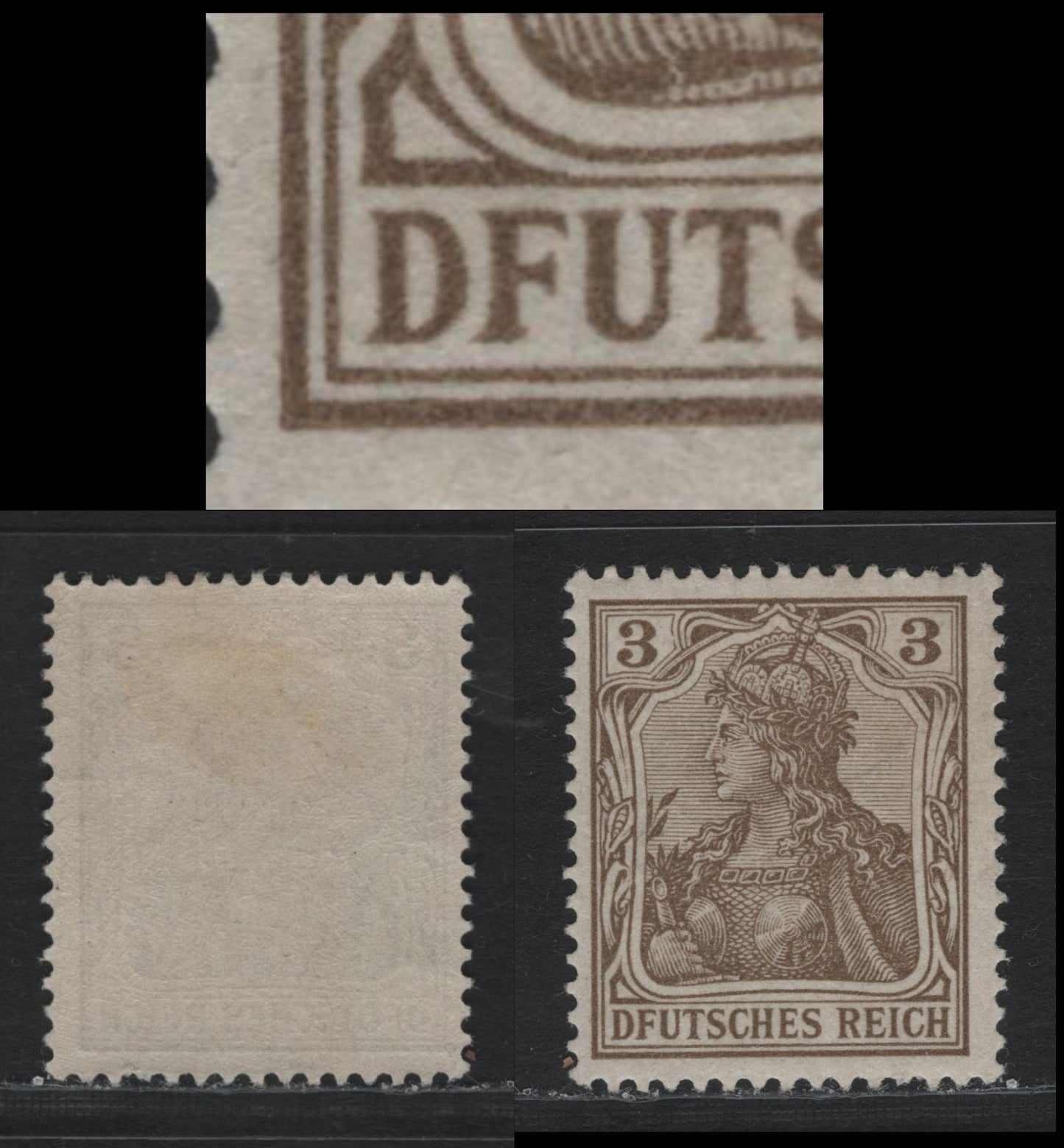 Lot 119 Germany SC#66a 3pf Brown , 1900 Reichpost Germania Issues, A FOG Single, Dfutshes Instead of Deutches