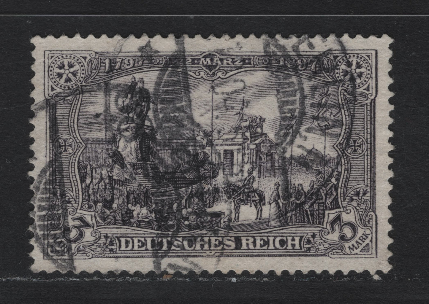 Lot 125 Germany SC#77c 3m Violet Black , 1902-1905 Germania Issue, A Fine Used Single, October 1904 Berlin CDS, Color Matches The Violet Black Swatch In The Michel Color Key, Light Corner Crease At LR.