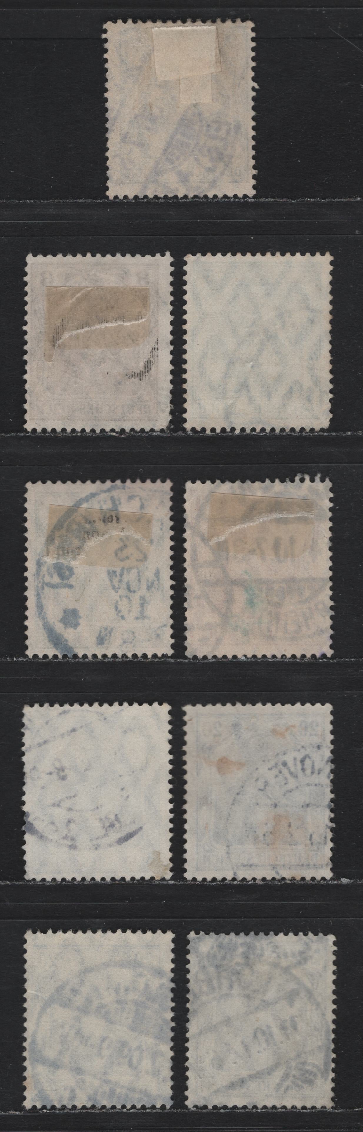 Lot 127 Germany SC#80, 81b, 82h, 82i, 83b, 84e-g (83I, 84I, 85Ia, 86Ia, 87Ia-c) 2pf - 20pf Gray - Lively Lilac Ultramarine , 1905-1913 Germania Issue, 8 Fine Used Singles, Peace Time Printings, Lozenges Wmk