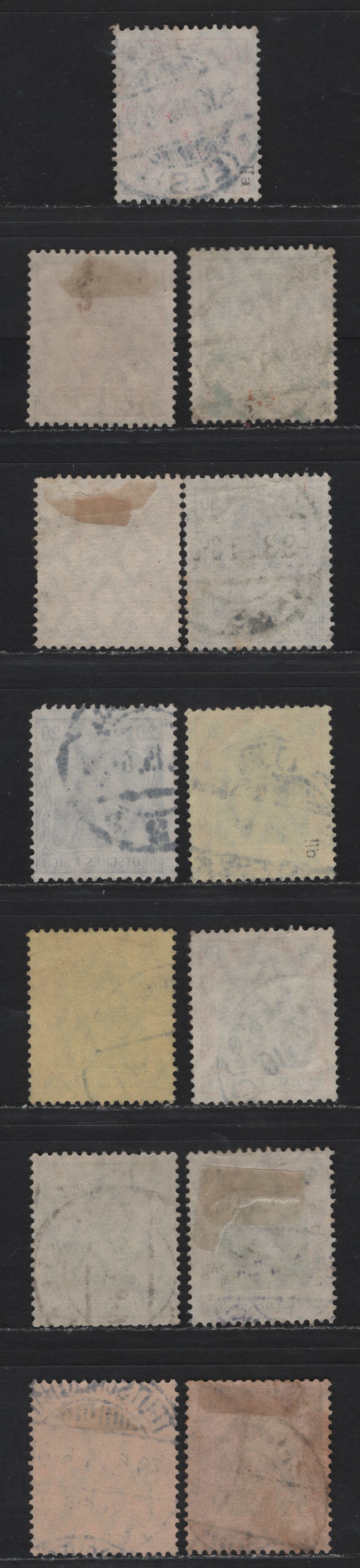 Lot 150 Germany SC#82, 83,d, 84,b, 85, 87-88 (86IIa,c, 87IIa,d, 88IIa, 90IIa-b, 91IIx) 5pf - 50pf Opal Green - Dark Gray Lilac , 1913-1920 Germania Issue, Fine/Very Fine Used Singles