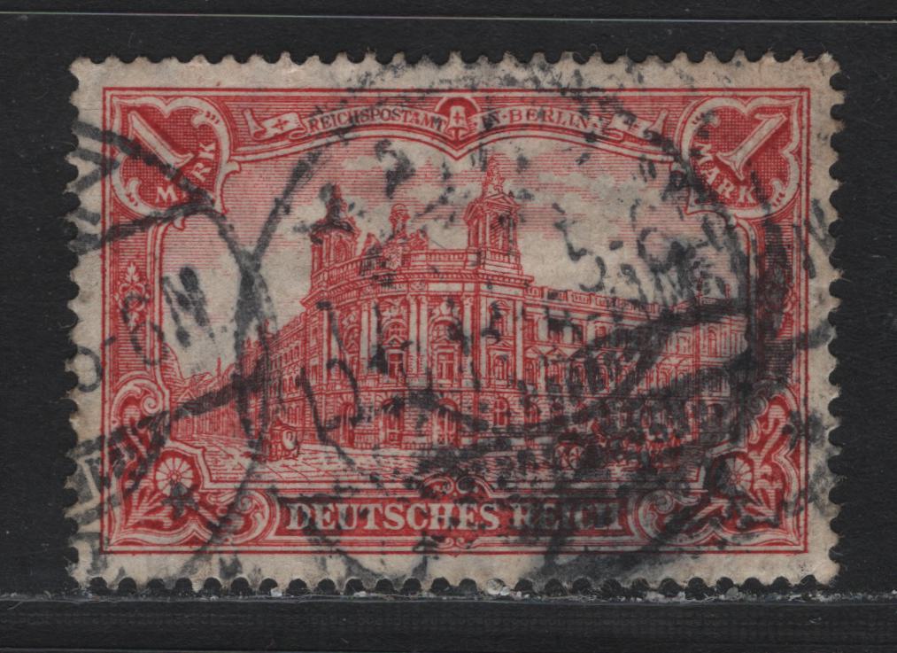 Lot 151 Germany SC#92a (94AII) 1m Dark Carmine Red , 1913-1920 Germania Issue, A Very Fine Used Single, Perf 14.25-14.75, 26x17 Holes, Heavyish Cancel, But Sound Example Of The January 1918 Printing.
