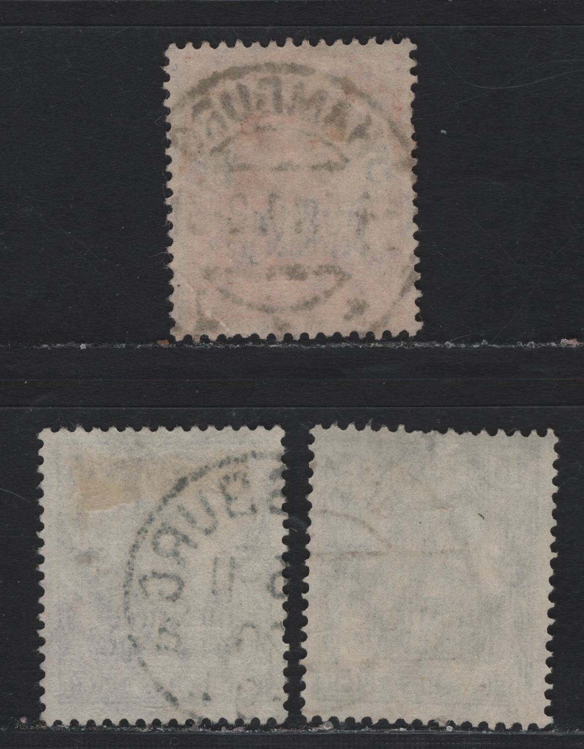 Lot 159 Germany SC#B1-B2, B6 (105c, 106,c) 10pf+5pf - 15pf+5pf Carmine Red - Blackish Violet , 1919-1920 Semi Postal Overprinted Issue, 3 Fine/Very Fine Used Singles, 1919 & 1920 Postal Cancels