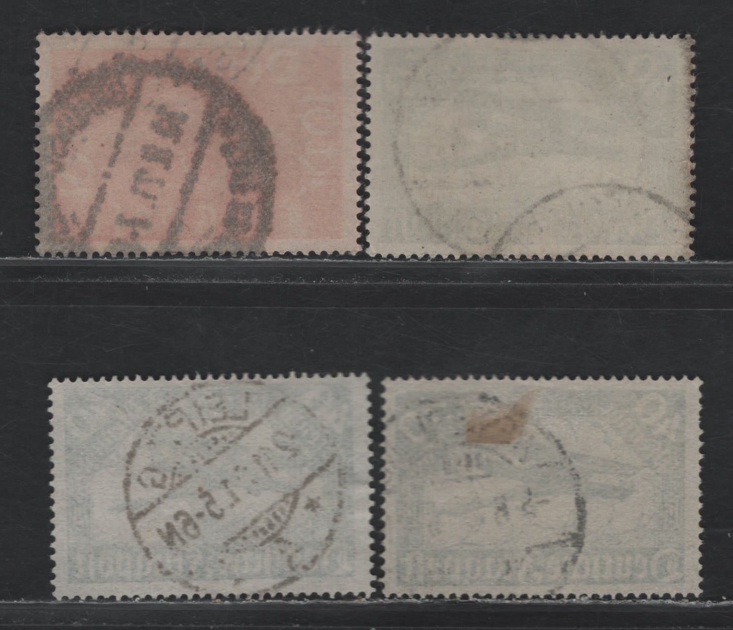 Lot 162 Germany SC#C1-C2 10pf - 40pf Orange - Dark Green , 1919 Airmail Issue, 2 Fine/Very Fine Used Singles, Clear Postal Cancels, Shade Variations On Both Transparent Thin & Thicker Translucent Papers