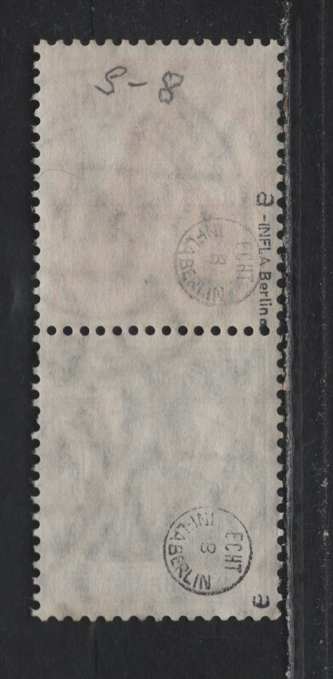 Lot 163 Germany SC#98f, 100 (58aa) 7.5pf - 15pf Yellow Orange - Gray Violet , 1919-1920 National Assembly Issue, A Very Fine Used Booklet Pair, August 14 1917 Berlin CDS, BPP Inflation Guarantee Backstamp