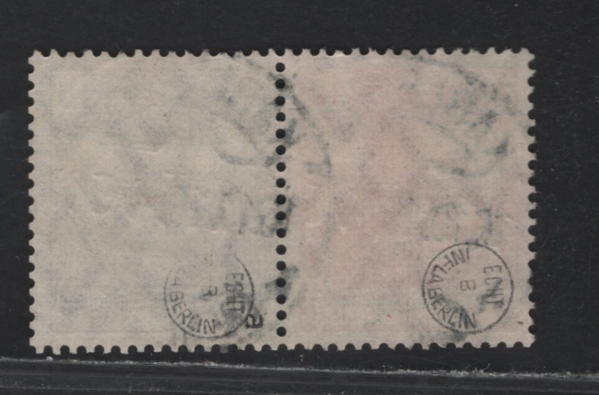 Lot 166 Germany SC#83d, 100 (W13aa) 10pf - 15pf Lively Carmine Red - Gray Violet , 1919-1920 National Assembly Issue, A Very Fine Used Booklet Pair, Center Of Booklet Pane, October 16 1919 Karlsbad CDS & BPP Inflation Guarantee Backstamps