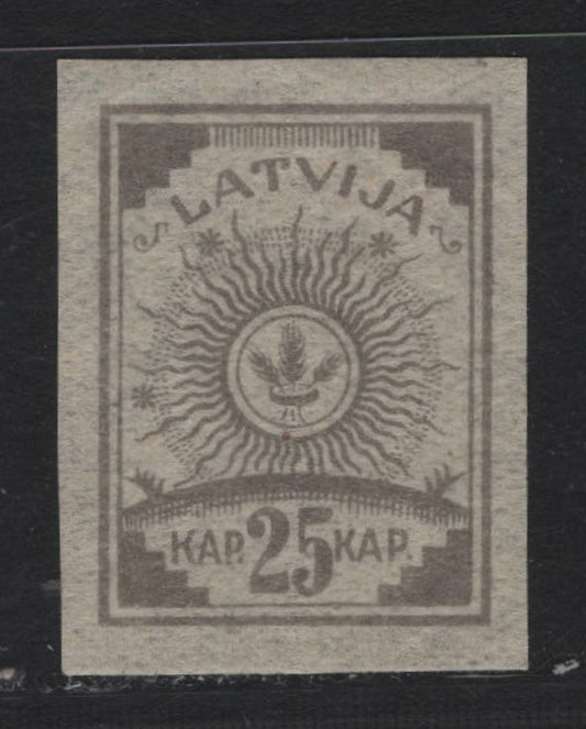 Lot 190 Latvia SC#13A 25k Gray , 1919 Arms Issue, A VFNH Singles