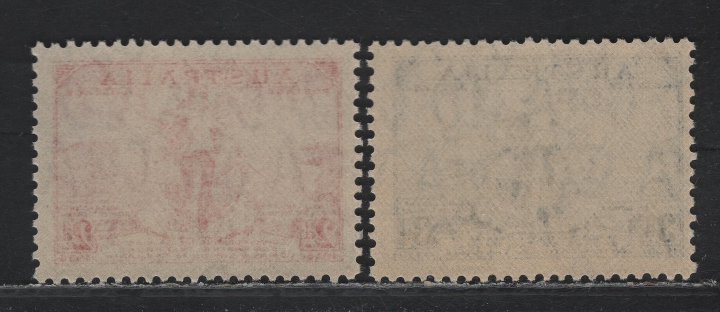 Lot 234 Australia SC#157-158 2d - 3d Red - Dark Blue Amphitrite Joining Cablers Between Australia & Tazmania, 1936 Australia/Tazmania Telephone Link Issue, 2 VFNH Singles
