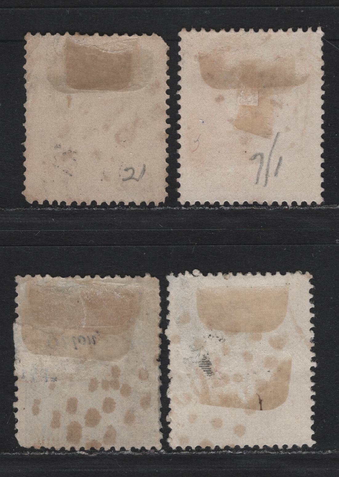 Lot 256 Belgium SC#18-19, 21, 22, 19b 10c-1fr Grey - Rose King Leopold I, 1866-1867 Brussels Print Sidefaces, 4 VG & Fine Used Singles Perf. 15 Except 20c, Which is 14.5 x 14