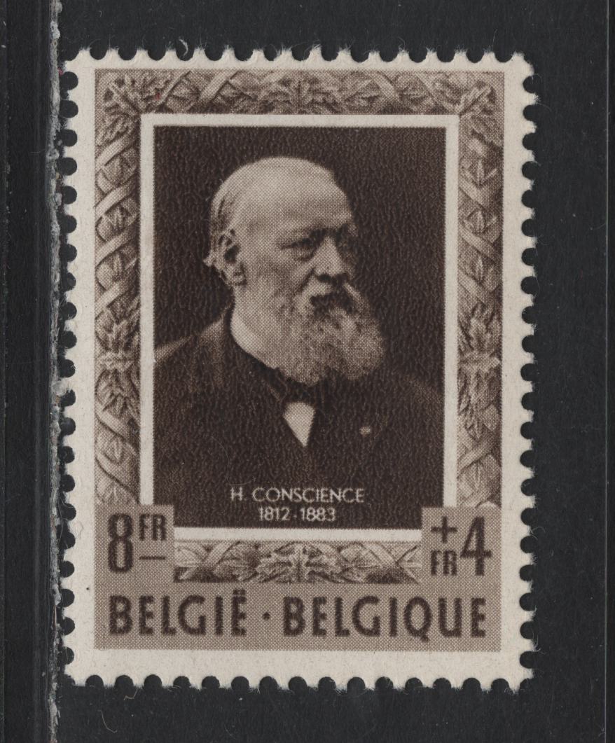 Lot 271 Belgium SC#B520 8fr+4fr Dark Brown Hendrik Conscience, 1952 Semi-Postal Issue, A VFOG Single