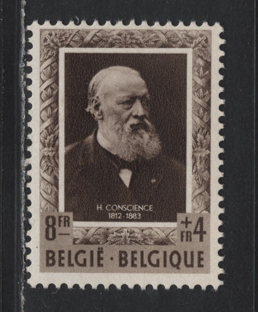 Lot 271 Belgium SC#B520 8fr+4fr Dark Brown Hendrik Conscience, 1952 Semi-Postal Issue, A VFOG Single
