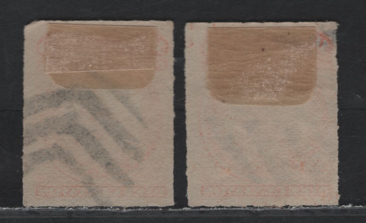 Lot 277 Boliva SC#27 10c Orange Coat Of Arms, 1887 Rouletted Arms Issue, 2 VG & Fine Used Singles Herrigbone Cancels, One With Lighter Cancel Has A Thin At UL