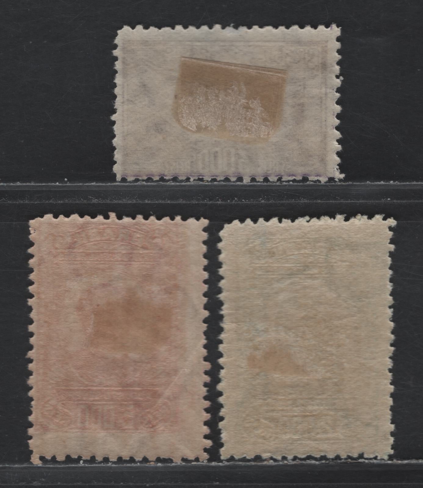 Lot 280 Brazil SC#C22, C23, C25 2000r - 5,000r Green - Carmine Bartholomeu du Gusmao - Allegory of US-Brazil Airmail Service, 1929-1930 Airmail Issue, 3 VG OG, Fine & VFOG Singles Perf. 11-12