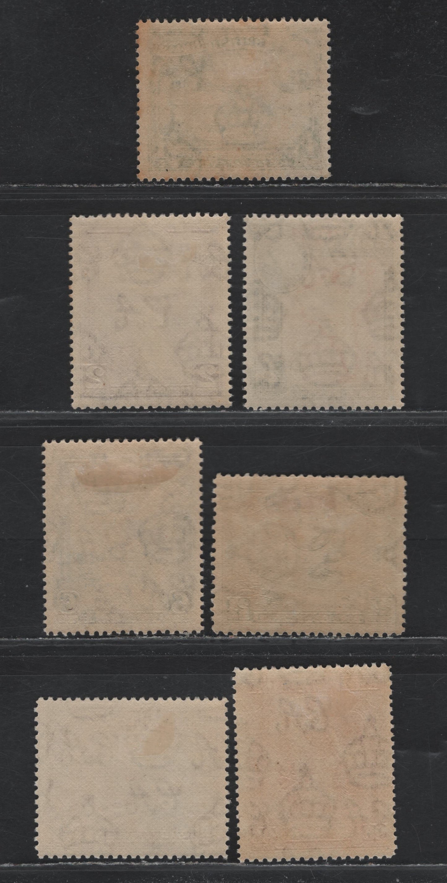 Lot 282 British Guiana SC#308b, 309a, 310b, 311b, 312, 315, 316a 1c-96c Green - Purple Ploughing Rice - Sir Walter Rakleigh, 1938-1952 King George VI Pictorial Issue, 7 Fine & VFOG Singles Various Perfs, 1944, 1949 and 1952 Printings