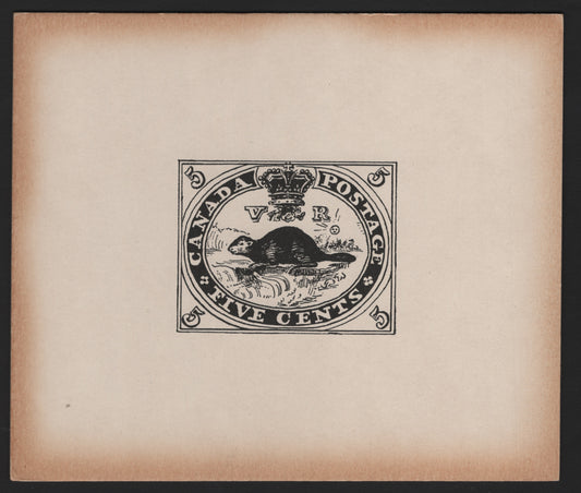 Lot 324 Canada #15 5c Black Beaver, 1859-1864 First Cents Issue, A Reproduction Card, Thick Card Stock, Unknown Origin, Printed, Rather Than Hand-Drawn, Some Age Toning Around The Edges But Would Make A Lovely Facing Page To A Specialized Collection.