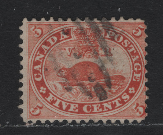 Lot 327 Canada #15ii 5c Orange Red , 1859-1864 First Cents Issue, A Fine Used Single, Cents-J Paper, Perf 12