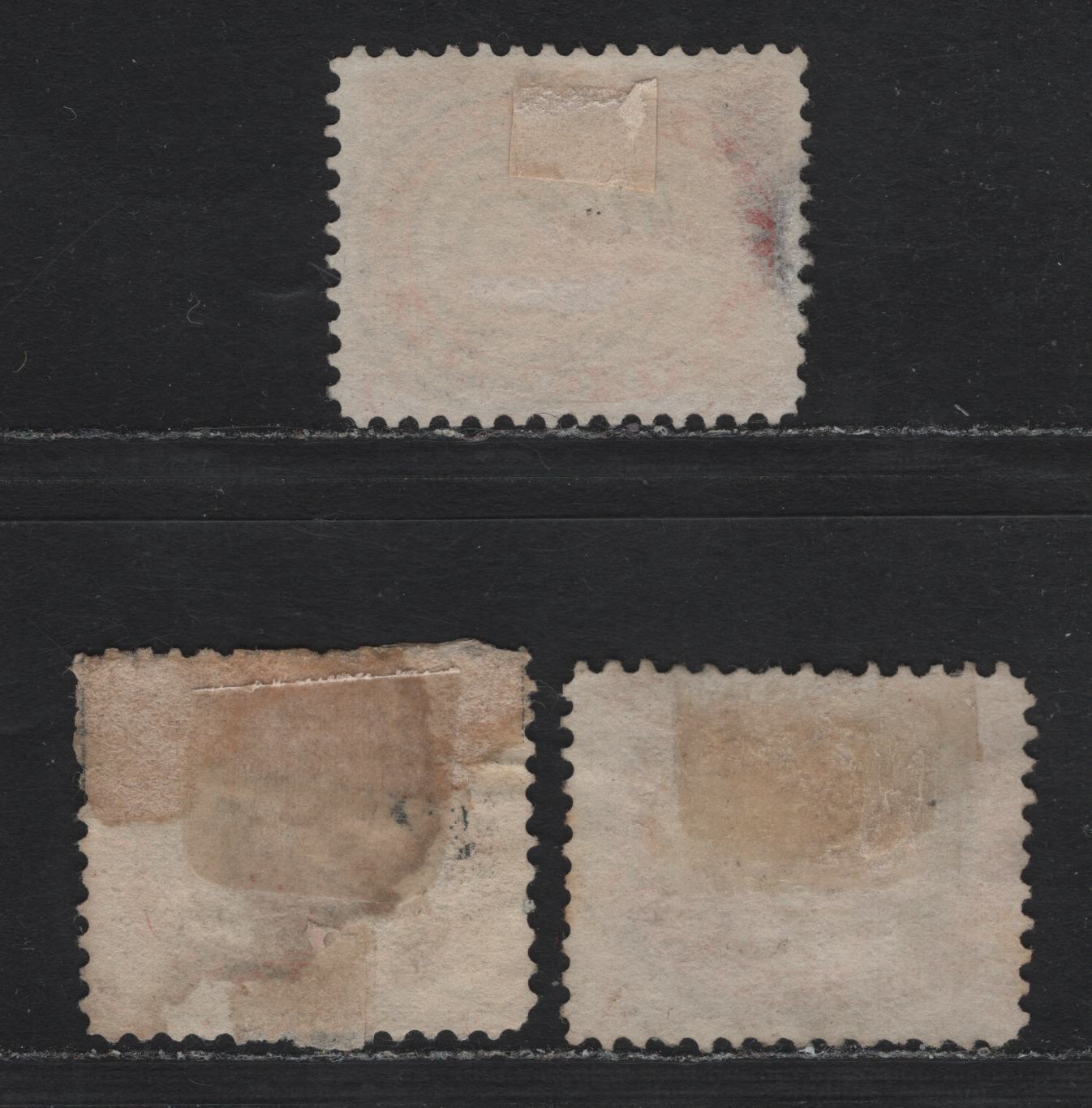 Lot 328 Canada #15 5c Vermillion & Dull Vermillion , 1859-1864 First Cents Issue, 3 Good/Very Good/Fine Used Singles, Unidentified Papers, Perfs 12x11.75, 12.1x12 & 11.75x12, Target Cancel Stamp Has A Deep Thin, Printings From 1862-1863 & 1865-1866.