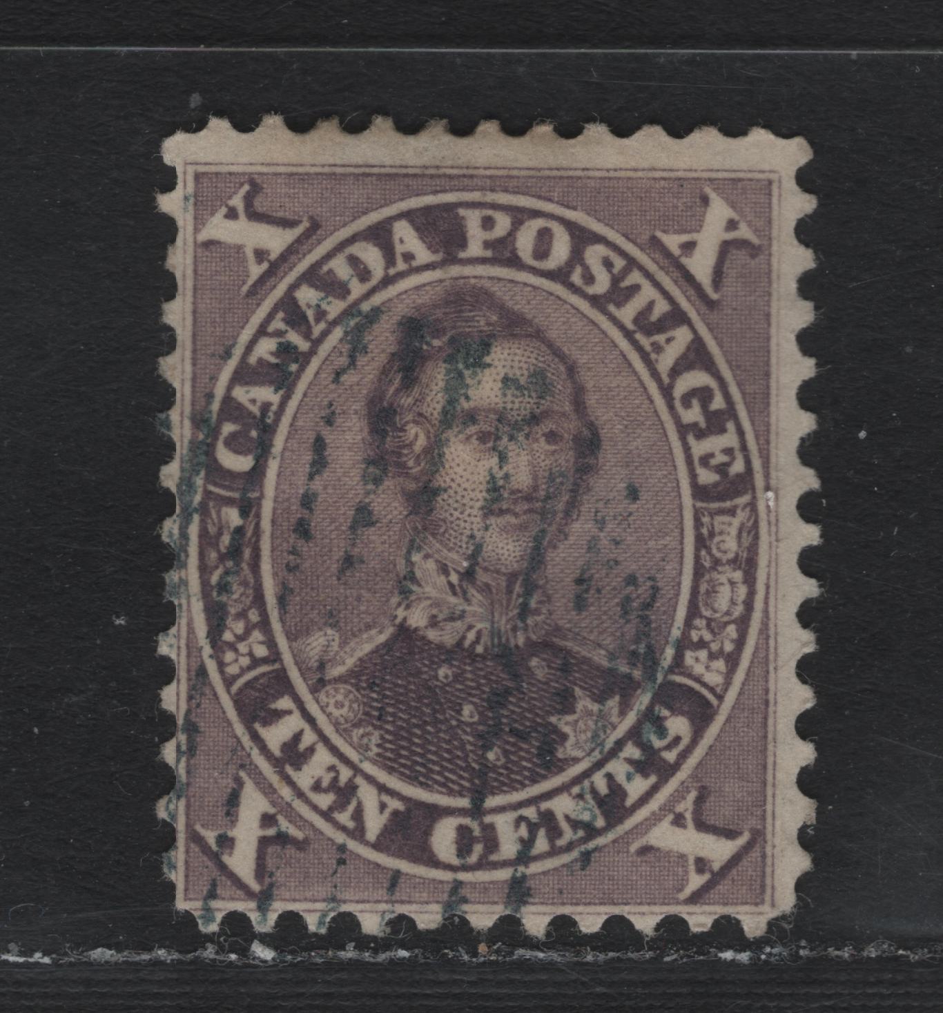 Lot 331 Canada #17a 17c Reddish Violet , 1859-1864 First Cents Issue, A Fine Used Single, Cents-ZZ Paper, Perf 12x11.75