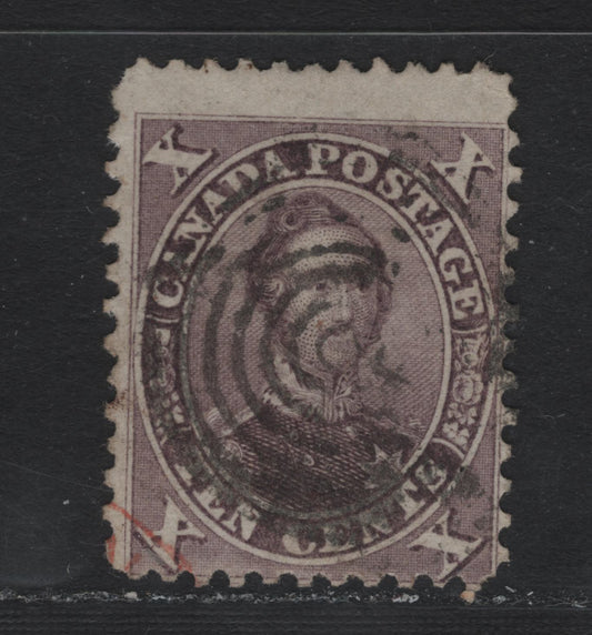 Lot 332 Canada #17a 17c Reddish Violet , 1859-1864 First Cents Issue, A Very Good Used Single, Cents-PP, Perf 12x11.75
