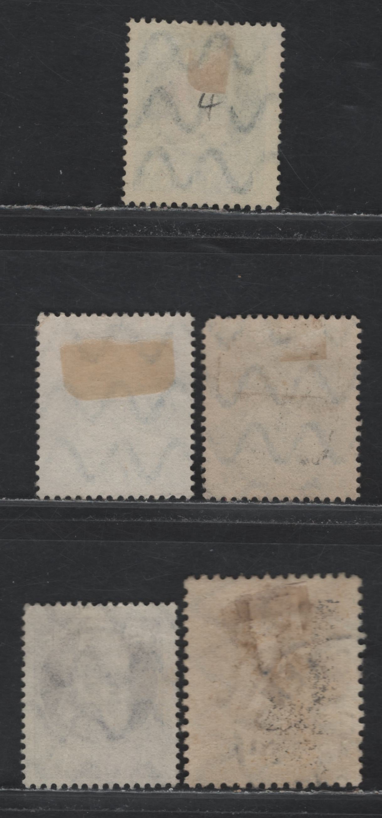 Lot 49 Bavaria SC#107-110, 115 (Michel# 102IIA-104IIA, 111A) 60pf - 2.5pf on 2pf Blue Green - Gray , 1914-1920 Prince Ludwig III Issue, 5 Fine/Very Fine Used Singles, Extra Shade Of 60pf