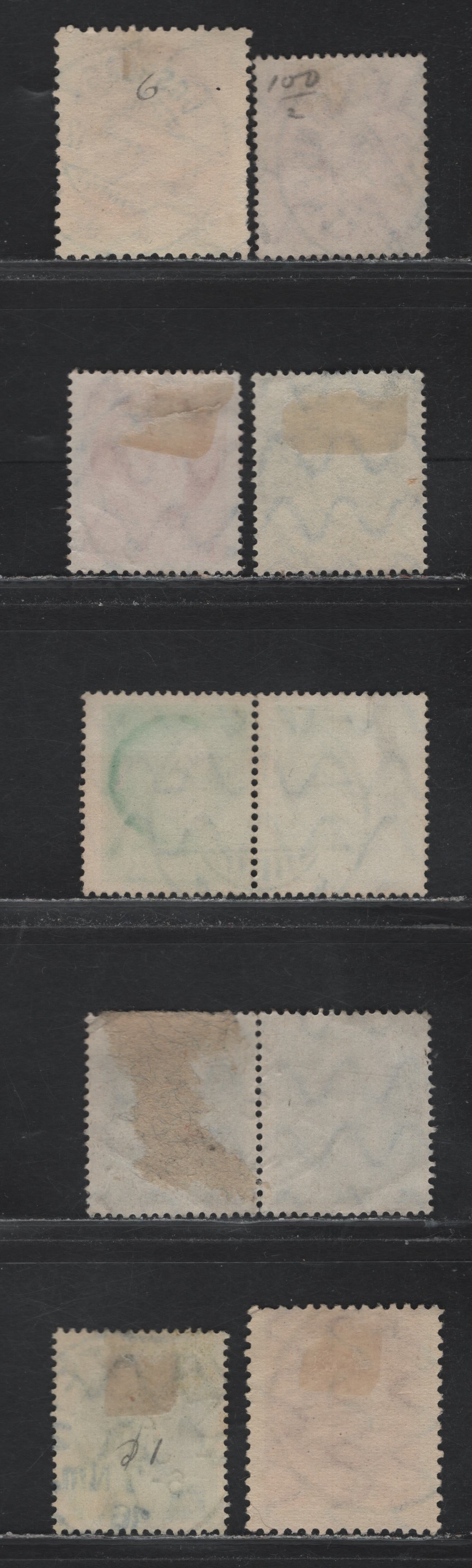 Lot 51 Bavaria SC#96a, 97, 100, 107, 109, 111 (112A, 113A, 115Aa, 102IIa, 104IIA, 106IIa) 5pf - 3m Dark Green - Scarlet , 1914-1920 Prince Ludwig III Issue, 6 Fine/Very Fine Used Pairs, Wartime Printings With Different SON Postal Cancels