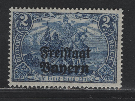 Lot 54 Bavaria SC#189 (149B) 2pf Dark Gray Ultramarine , 1919 Free State Overprinted Issue, A FNH Single, 26x17 Holes