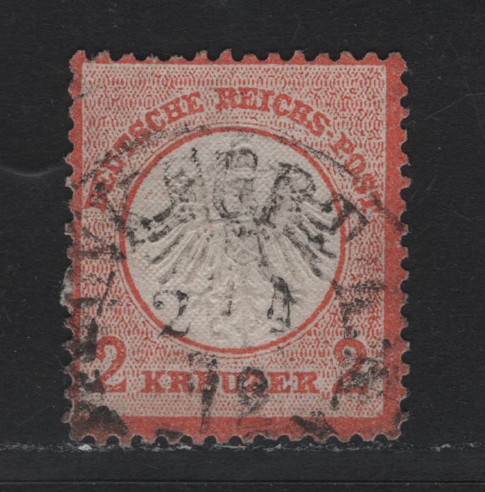 Lot 77 Germany SC#8a 2kr Red Orange , 1872 Eagle With Small Shield Issue, A Fine Used Single, April 2 1872 Frankfurt Cancel
