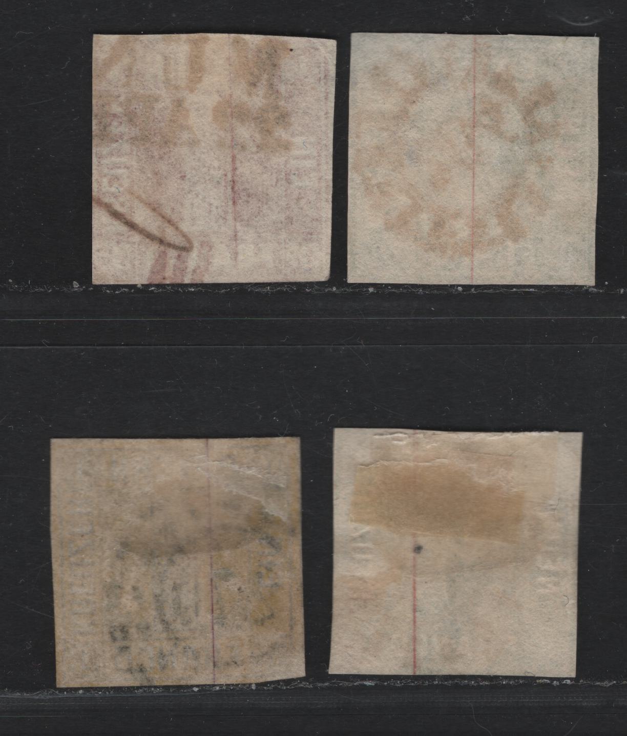 Lot 8 Bavaria SC#4, 6, 6b, 9 (Michel# 3Ia, 5aIII, 5dIII, 8I) 1kr - 9kr Yellow - Pale Bluish Green , 1850-1862 Numeral Issue, 4 Ungraded Used Singles, Plates 1-3, Sound But Small to no Margins, Various Millwheel or Line Munich Cancels.