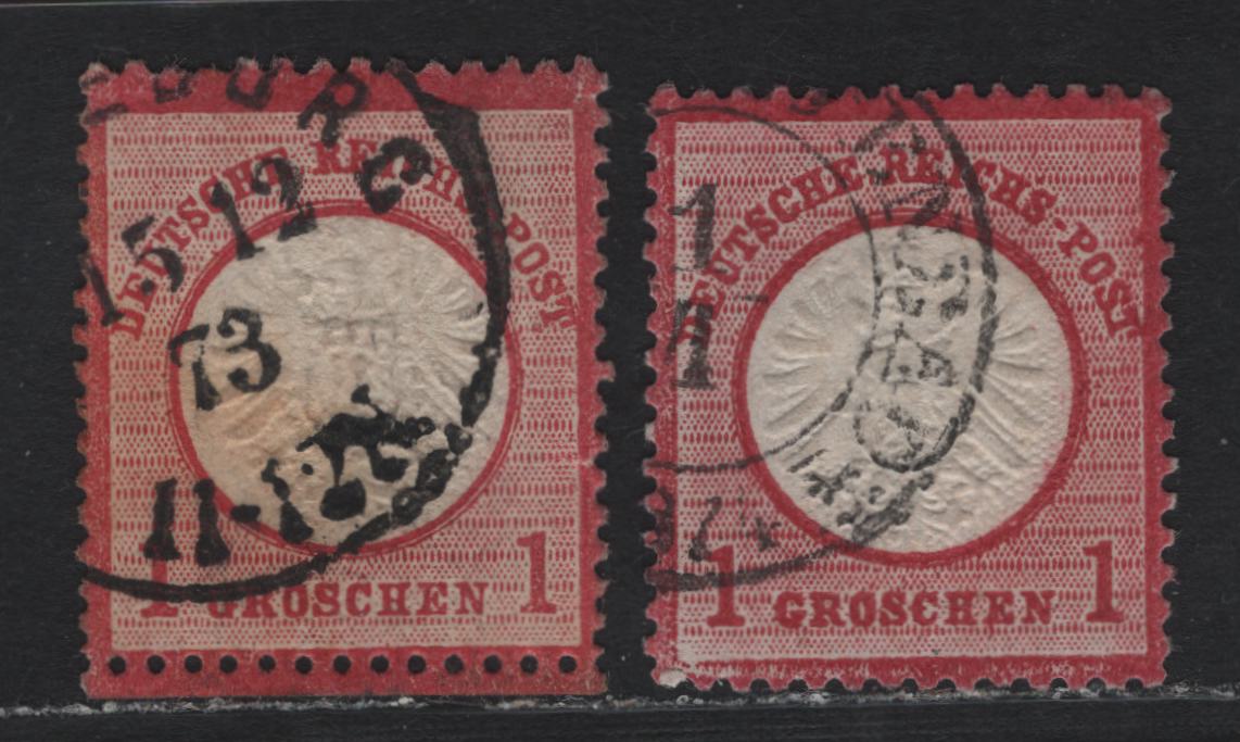 Lot 82 Germany SC#17 1gr Deep Rose , 1872 Eagle With Large Shield Issue, 2 Very Fine Used Singles, Two Shades